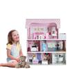 HOMASIS Casa delle Bambole Rosa in Legno, Giocattoli Bambina con Mobili e Accessori inclusi, Villa delle Bambole con 3 Piani e Stanze, Regalo per Ragazze dai 3+ anni (Modello 1)