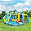 Trdlpyn Castello Gonfiabile per Bambini 3 ai 10 anni, con Scivolo, Zona Salto, Pallacanestro e Calcio, Piscina d'acqua e Soffiatore, Gonfiabili: 364 x 315 x239 cm