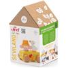 Sevi Play Set Fattoria (10pz+casetta) in cartone e legno Seviland | Giochi in legno educativi bambini dai 3 anni multiattività | 20x13x12,5cm | Collezione Seviland | modello 83095