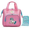 HappyVk-Borsa per Pannolini per Bambola con Tappetino per Il Cambio Bambola-Ricamo Unicorno-Accessori per Bambole- Borsa per bambini dai 3 anni in su