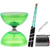 TopHomer Diabolo Giocoltura Kit Diabolo Triplo cuscinetto per principianti e professionisti con cordino di ricambio da 10 m, barra professionale, borsa in rete Diabolo (verde, modello luminoso)