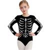 TiaoBug Ragazze Costume da Scheletro per Halloween Carnevale Body Ginnastica Artistica Manica Lunga Balletto Leotards Costume Cosplay Abito Travestimento