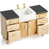 Odoria Casa delle Bambole Mobile Lavandino: 1/12 Scala Miniatura Armadio Cassettiera con Lavello per Bagno Moderno - Mini Mobili Legno con Cassetto