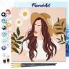 Figured'Art Mini Dipingere con i Numeri 20x20cm con Telaio - Paint by Numbers Donna e margherite, Passatempo per Adulti, Kit Completo, Hobby Creativi - Quadri fai da te Tela Già Incorniciata