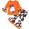 Generico Set di Vestiti per Neonati Halloween,Costume Fantasma Costume Arancione,a Maniche Lunghe, Pantaloni, per Halloweens Carnevales Bambina Dress up Giochi di ruolo e Festa a tema