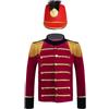 Nyeemya Costume Principe Philip Schiaccianoci Bambini Giacca Domatore Circo + Cappello Blazer Showman Capotto da Maestro di Circo Costume da Halloween Carnevale Rosso 3-4 anni