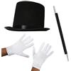 I LOVE FANCY DRESS LTD Set di 3 pezzi per travestimento da mago, cappello nero + bacchetta magica + guanti bianchi