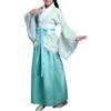 Generic Costume Cinese Bambina Hanfu Tradizionale - Vestito Antico Dinastia Tang Abito Principessa Fata con Maniche Ampie e Motivi Floreali, Vestito Carnevale Cosplay Halloween e (A01-Light Blue, 13-14Years)