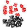 Inzopo Set di 20 dadi poliedrici D10 a dieci lati, in acrilico, per giochi di ruolo, per feste, giochi di ruolo, giochi da tavolo, colore rosso e nero, 22 mm