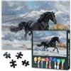 TISHIRON Puzzle a forma di cavallo nero, 1000 pezzi, per adulti, motivo: animali, 70 x 50 cm, montagne innevate, puzzle impegnativo per uomini e donne (decorazioni per la casa)