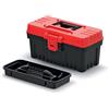 Kistenberg Cassetta degli attrezzi con manico ergonomico, coperchio robusto, chiusure a morsetto in ABS (360 x 193 x 186 mm, nero/rosso)