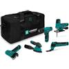 VONROC Set di utensili 12V 5 in 1 - trapano avvitatore, seghetto alternativo, multistrumento, levigatrice, smerigliatrice angolare, 5 batterie, USB-C, borsa (12V - 5 dispositivi)
