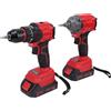 Asixxsix Kit Combinato Utensile Elettrico, Avvitatore a Percussione a Batteria con Pistola a Percussione a Coppia Elevata 350N 2400 Giri/min con Luce di Lavoro a LED Incorporata, 2 (Spina UE 230V)