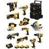 DeWALT Kit DWK1103 (DCD996 + DCH273 + DCG405 + DCF887 + DCF889H + DCS334 + DCS570 + DCS355 + DCP580 + DCS367 + DCL050 + 3 Batterie 5,0 Ah + Caricabatterie + Caddy 3en1)