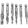 Elprico Set di punte trapano 6 pezzi M3/M4/M5 M6/M8/M10 per asta esagonale in acciaio ad alta velocità, adatto per maschiatura morbida in metallo, alluminio, ferro(argento)