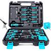 Amartisan Set di cacciaviti magnetici con custodia, 43 pezzi, include cacciavite a taglio, Phillips, esagonale, Pozidriv, Torx e set di cacciaviti di precisione, strumenti per smagnetizzatore (blu)