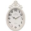 Abdurey Piccolo orologio da parete decorativo retrò francese, bianco avorio, stile vintage, ovale, silenzioso, funzionamento a batteria, stile bohémien, orologio da parete per casa colonica, cucina