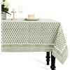 CPC COTTON PRINT CLUB CPC - Tovaglia in 100% cotone, stampa a blocchi indiani verde smeraldo, 6 posti, 152 x 228 cm, lavabile e riutilizzabile, per casa, ristorante, hotel, eventi e uso quotidiano