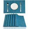 WAZAIGUR Set di 6 tovagliette per tavolo da pranzo, resistenti al calore, lavabili, in vinile intrecciato, facili da pulire, blu