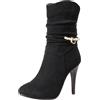 LarDorLin Plateau Tacco a Spillos Donna a Collo Alto Stivali Morbidi Inverno Ufficio Warm Plateau Tacco Alto Polacchine Zip Nero Numero 38 EU (39 Cn)