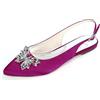 FQMAYPO Donna Sandali con Tacco Basso Punta Chiusa Scarpe da Sposa in Raso Farfalla E Strass Slingback Scarpe Eleganti con Cinturino alla Caviglia Ballerine,Viola,40 EU