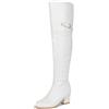 Galindopia Leisure Thigh Stivali Alti Block Heel Slouch Pleated Zip Overknee Collar Fold Over Fall Stivali Riding Comodo Vintage White Size 42