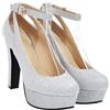 BESTYASH Scarpe da Sposa Donna Tacchi Alto e Punta Elegante | Pelle, Argento, 1 Paio, Stile Moda, per Festa e Cerimonia, Comode e Facili da Indossare