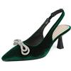 SWDZM Donna Moda Punta Fibbia Fiocco Strass Sandali con Tacco Alto,Verde,EU 38