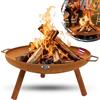 HEAT Outdoor Living Braciere in acciaio Ø60 con piedini e maniglie - Braciere 60 cm - Braciere per il giardino - 60 x 70 x 28 cm
