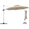 KOMFOTTEU Ombrellone da Giardino Rotondo 3x3, Ombrellone da Balcone Girevole a 360°, Parasole con Manovella, Inclinabile e Regolabile, da Cortile, Terrazza, Ø 340 cm (Beige)