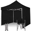 RAY BOT. Gazebo 3x3 SUPER PROFESSIONALE in alluminio gambo da 55mm esagonale. Tessuti 500G metro in PVC. Omologato ignifugo e corredato di certificazioni (Teli Laterali Inclusi, Nero)