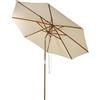 KOMFOTTEU Ombrellone da Giardino 270/300cm con 8 Stecche, Angolo Inclinabile, Anti UV, Ombrellone Parasole Antivento con Struttura in Legno per Spiaggia, Balcone, Patio, senza Base, Beige (300 cm)