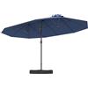 COSTWAY Ombrellone Doppio da Giardino 443 x 263 cm, Ombrellone Rettangolare con Sistema a Manovella, Ombrellone da Giardino con Base e 12 Costole, per Giardino, Cortile (Blu)