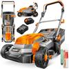 MASKO® Tosaerba a batteria con funzione pacciamatura, con 1x batteria agli ioni di litio da 4 Ah e caricabatterie, larghezza di taglio 33 cm, 5 volte 25-75 mm, 30L fino a 150m²