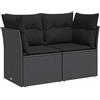 vidaXL Divano da Giardino con Cuscini 2 posti Nero in polyrattan