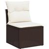vidaXL Divano Giardino Senza Braccioli con Cuscini Polyrattan Marrone