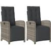 vidaXL Sedie da Giardino Reclinabili 2 pz con Poggiapiedi Polyrattan