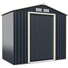 COSTWAY Casetta da Giardino 2,37㎡, Capanno da Esterno Porta Attrezzi in Lamiera Acciaio Zincato Resistente alle Intemperie, con Tettoia, Sfilati e Ante Scorrevoli (203 x 117 x 195 cm)