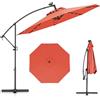 COSTWAY Ombrellone da Giardino 300 cm, 32 Luci LED Solari, Anti-UV, Inclinazione Regolabile, Manovella, 8 Stecche per Esterno Piscina Patio (Arancione)