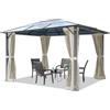 TOOLPORT Gazebo da giardino 3x3,65 m tetto di policarbonato da ca. 6 mm con teli laterali e zanzariere in crema
