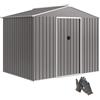 Outsunny Casetta da Giardino 3.6m² in Acciaio Zincato, Grigio Chiaro | Prese d'Aria, Doppia Porta Scorrevole Bloccabile, Tetto Inclinato, Capanno da Giardino, Capanno Porta Attrezzi