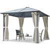 TOOLPORT Gazebo da giardino 3x3 m tetto di policarbonato da ca. 6 mm con teli laterali e zanzariere in crema