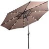 COSTWAY Ombrellone da Giardino da 300 cm, Parasole per Esterno con 24 Luci LED, con 8 Stecche in Metallo, Manovella e Inclinazione Regolabile, per Giardino, Coltile, Piscina (Marrone)