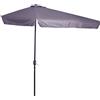Outsunny Ombrellone Semicircolare 2.3x1.3 m da Terrazza e Giardino per Parete con Manovella, Ombrellone in Metallo e in Tessuto in Poliestere 180g/m², Grigio