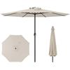 COSTWAY Ombrellone da Giardino 350 cm, Ombrellone da Spiaggia con 8 Stecche, Manovella, per Cortile Piscina Giardino (Beige, 350 cm 8 Stecche)