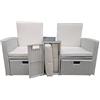 MICHELE SOGARI Set da Giardino Twin Love mobili Garden Simil Rattan da Giardino con Contenitore e poggipiedi (Bianco)