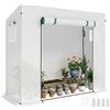 Outsunny Serra da Giardino con Porta Avvolgibile, 2 Finestre e Bordi Estesi, Serra per Piante in Acciaio e PE, 200x76x168 cm, Bianco