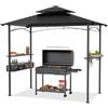 PEILU Gazebo per barbecue resistente alle intemperie, autoportante, con protezione solare, doppio tetto, scaffali e cestini, per giardino e spiaggia