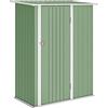 Outsunny Casetta da Giardino 1.07m² in Acciaio Zincato, Capanno Porta Attrezzi con Porta Bloccabile, Tetto Inclinato, 142x86x189 cm, Verde Chiaro