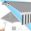 Randaco Tenda da Sole a Bracci Estensibili Avvolgibile, 350x300cm Tettuccio Parasole Impermeabile con Manovella Anti-UV Angolazione Regolabile per Balcone e Terrazzo, Grigio e Bianco